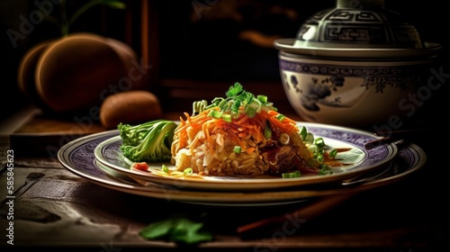 Stunning Chinese food photography showcasing vibrant flavors, crafted by AI.