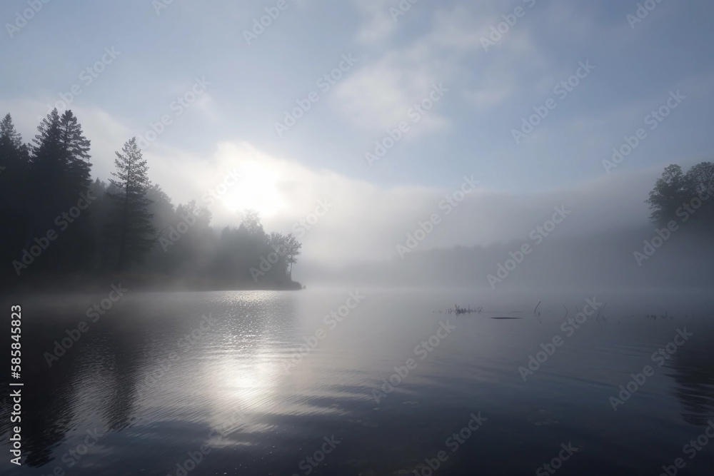 fog on the lake