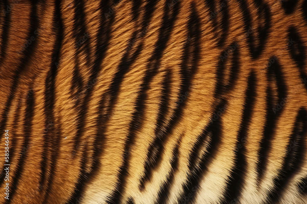 Close up of tiger skin texture background. Generative AI Close up of tiger skin texture background. Generative AI