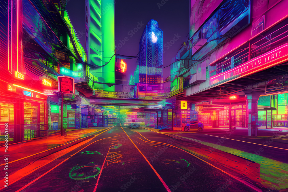Fototapeta premium texas city cyber punk, neon city night generative ai
