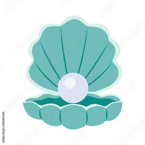 cartoon vector illustration of shell with pearl