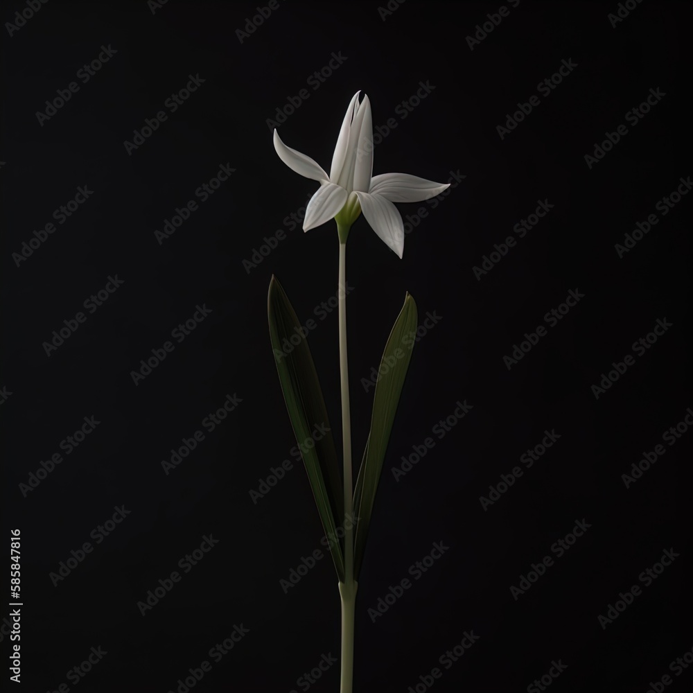 Obraz premium White blossoming flower. Mysterious and magical. Great for fantasy, mystery, crime, romance, drama.