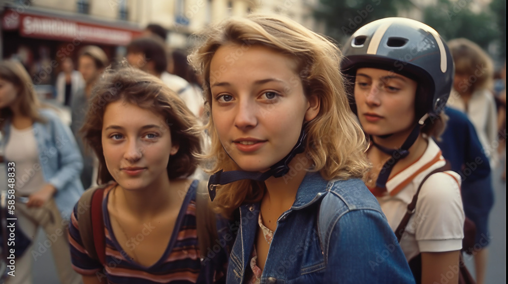 An Elegant Portrait of 80s Street Girls, Generative AI An Elegant Portrait of 80s Street Girls, Generative AI