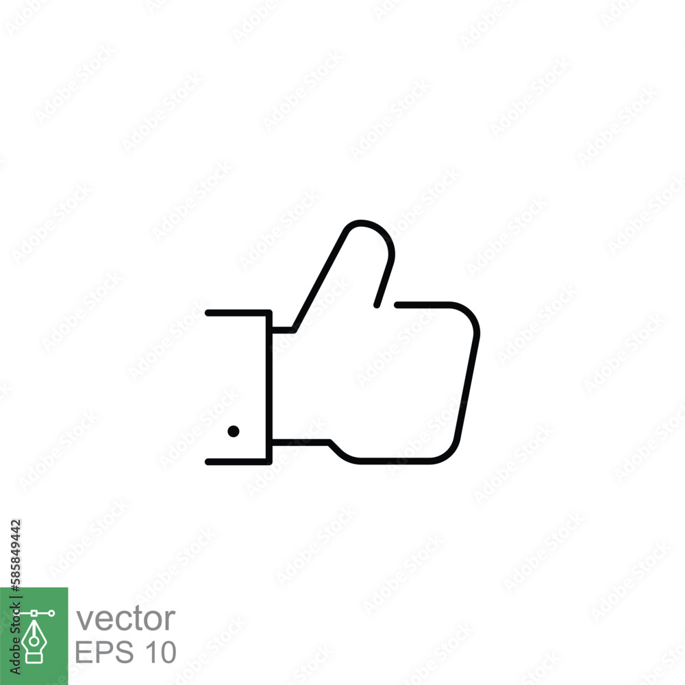 Hand thumb up gesture line icon. Testimonials, like and customer relationship management concept. Simple outline style. Vector illustration isolated on white background. EPS 10. Hand thumb up gesture line icon. Testimonials, like and customer relationship management concept. Simple outline style. Vector illustration isolated on white background. EPS 10.