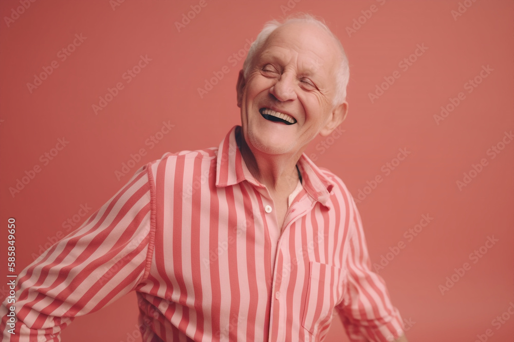 Generative ai adorable cute old man dancing isolated. Generative ai adorable cute old man dancing isolated.