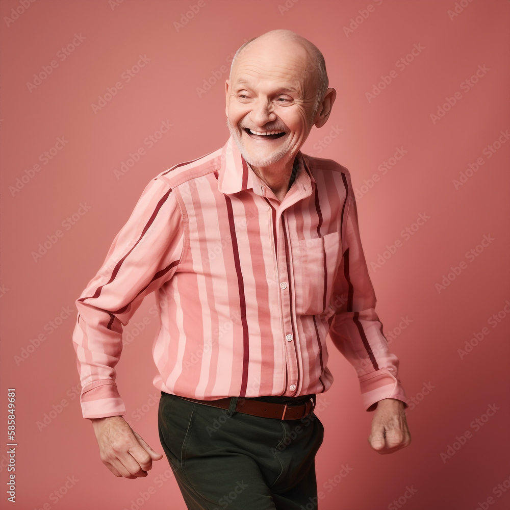 Generative ai adorable cute old man dancing isolated. Generative ai adorable cute old man dancing isolated.