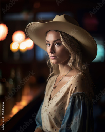 Elegant and Sophisticated Kentucky Cowgirl, Generative AI