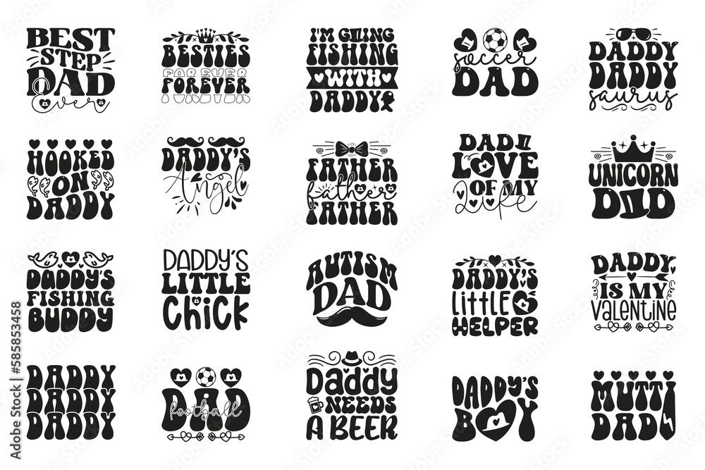 Boho Retro Style Dad Quotes T-shirt And SVG Design Bundle. Dad SVG Quotes T shirt Design Bundle, Vector EPS Editable Files, Can You Download This File.