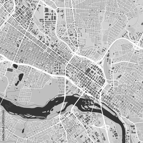 Urban city map of Richmond, Virginia. Vector poster. Black grayscale black and white color. Road map image with roads, metropolitan city area view.