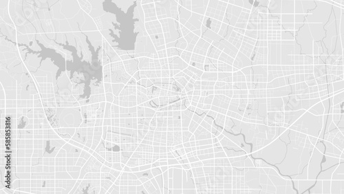 White and light grey Hefei city area vector background map, roads and water illustration. Widescreen proportion, digital flat design.