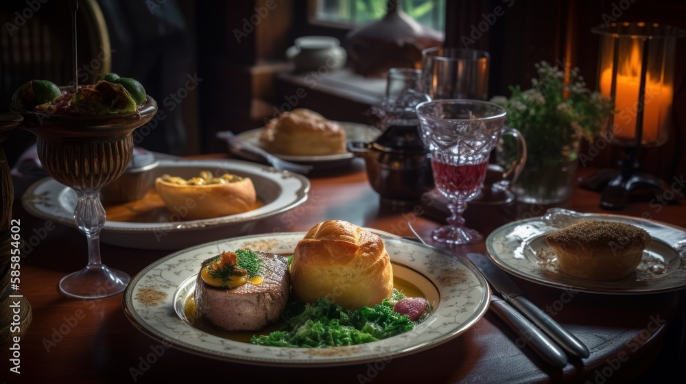 Elegant French meal, crafted by AI. Elegant French meal, crafted by AI.