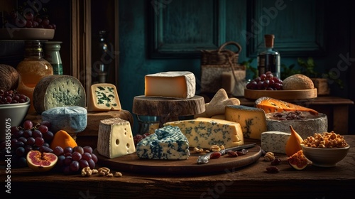 Refined French cheese selection  crafted by AI.