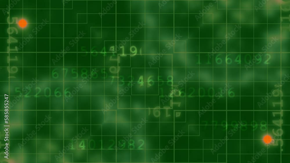 Graph on green digital background with random numbers Graph on green digital background with random numbers
