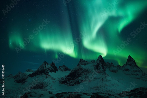 northern lights from the top of a mountain. generative ai
