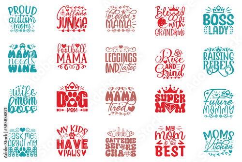 Boho Retro Style Mom Quotes T-shirt And SVG Design Bundle. Mom SVG Quotes T shirt Design Bundle  Vector EPS Editable Files  Can You Download This File.