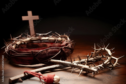 a crown of thorns and a pair of crucifixs on a