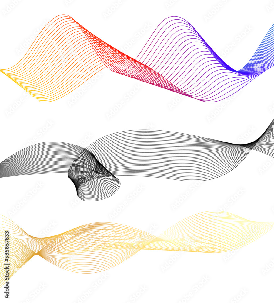 Set Abstract lines colors design element on white background of waves. Vector Illustration eps 10 for grunge elegant business card, print brochure, flyer, banners, cover book, label, fabric Set Abstract lines colors design element on white background of waves. Vector Illustration eps 10 for grunge elegant business card, print brochure, flyer, banners, cover book, label, fabric
