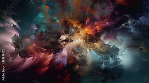 Abstract background that captures the enchanting beauty of realistic clouds  sky  or nebula  blending a rich color palette - Generative AI