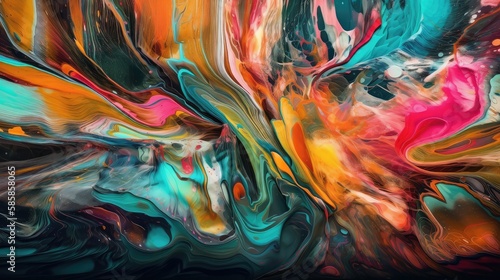 Abstract background that combines the allure of bright colors with the organic movement of liquid textures - Generative AI