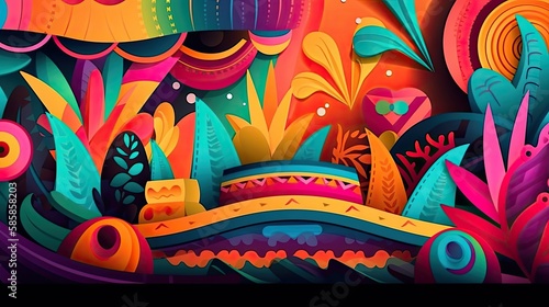 Cinco de Mayo background, creative and colorful festival background with high details - Generative AI