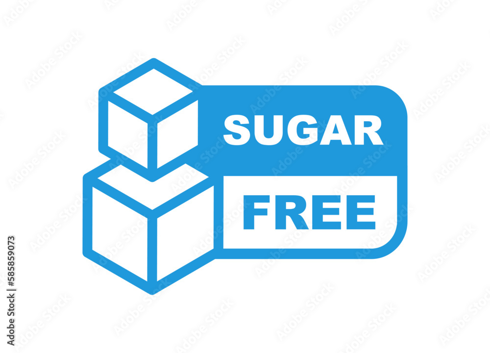 Sugar free icon. No sugar added product label. Healthy food sign. Natural product and organic food badge. Vector illustration.