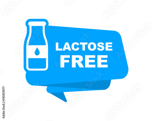 Lactose free icon. No lactose added product label. Healthy food sign. Nature product and organic food badge. Vector illustration.