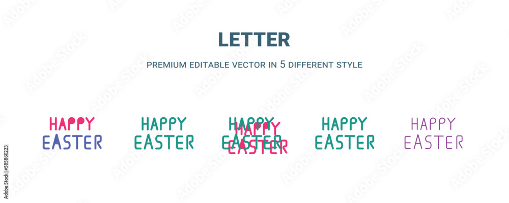 letter icon in 5 different style. Outline, filled, two color, thin letter icon isolated on white background. Editable vector can be used web and mobile letter icon in 5 different style. Outline, filled, two color, thin letter icon isolated on white background. Editable vector can be used web and mobile