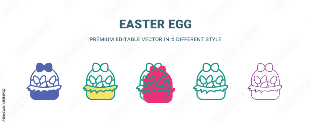 easter egg icon in 5 different style. Outline, filled, two color, thin easter egg icon isolated on white background. Editable vector can be used web and mobile