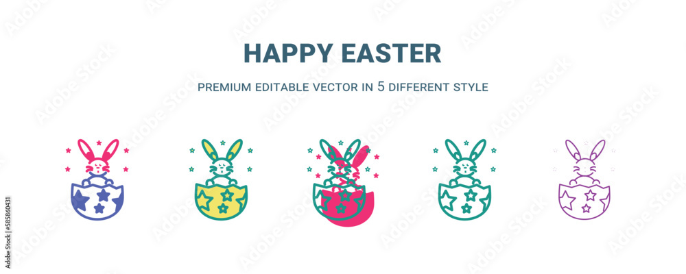 happy easter icon in 5 different style. Outline, filled, two color, thin happy easter icon isolated on white background. Editable vector can be used web and mobile happy easter icon in 5 different style. Outline, filled, two color, thin happy easter icon isolated on white background. Editable vector can be used web and mobile