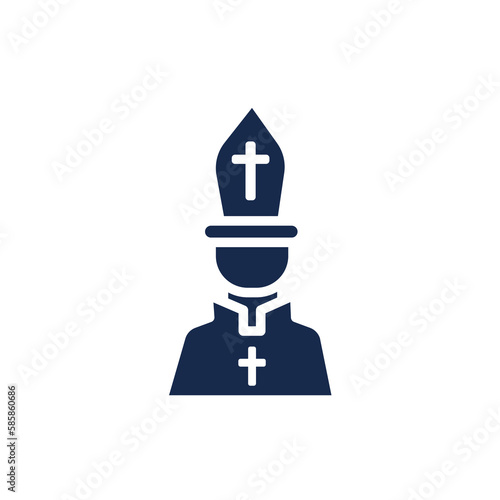 pope icon. Filled pope icon from happy easter collection. Glyph vector isolated on white background. Editable pope symbol can be used web and mobile