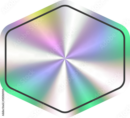 Holographic stickers hexagon shape. Hologram labels and badge empty.