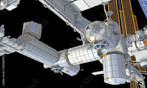 Fototapeta Naklejka Na Ścianę i Meble -  International Space Station ISS 3D rendering on black background