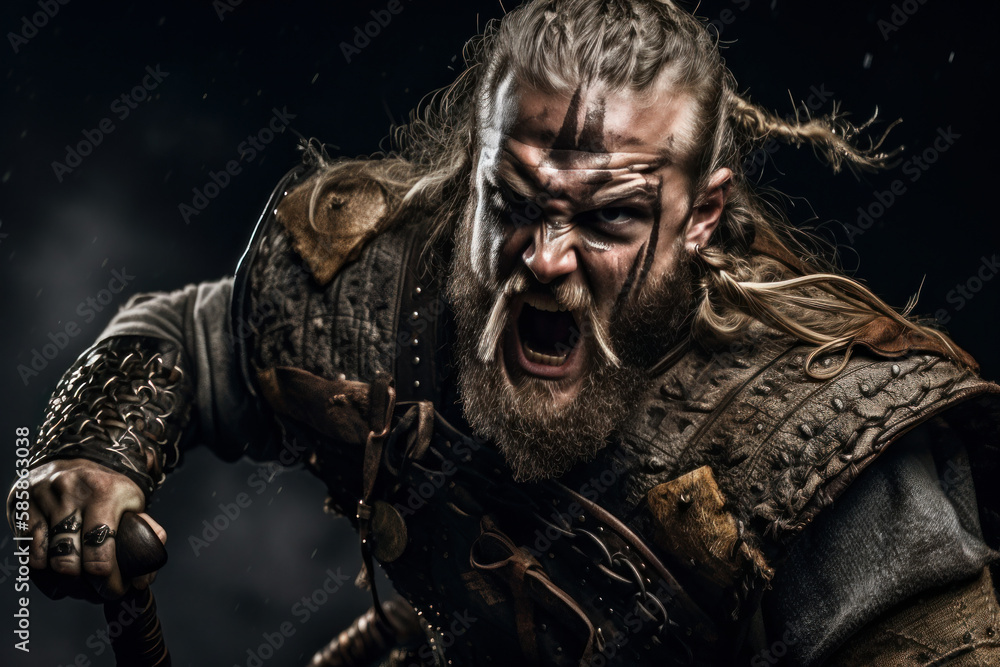 Fierce Viking Warrior: Screaming Face, Generative AI Fierce Viking Warrior: Screaming Face, Generative AI