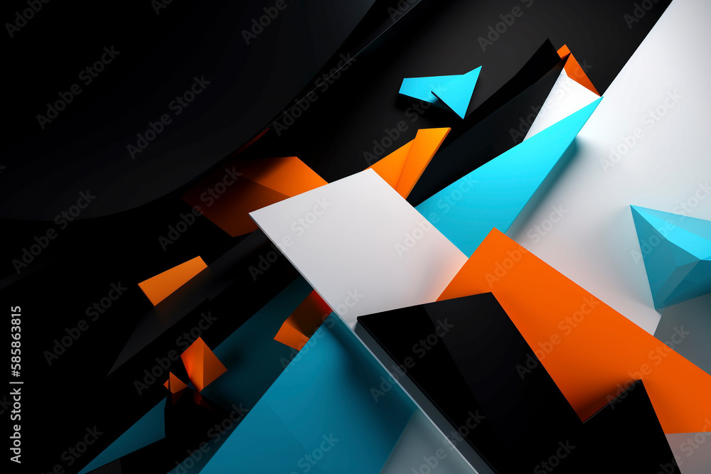 Abstract blue and orange background with squares - Generative Ai Stock ...