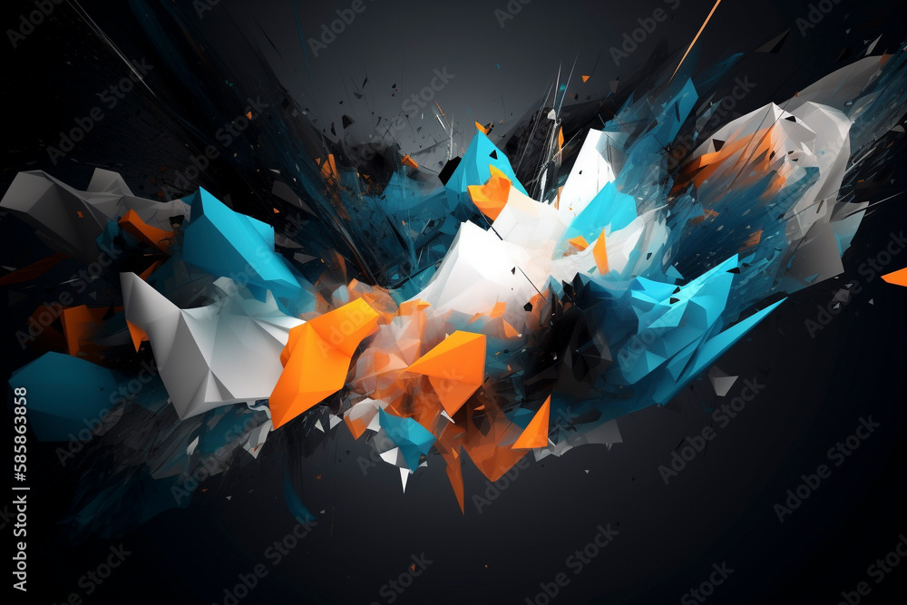 Abstract orange and blue splash background with space - Generative Ai ...