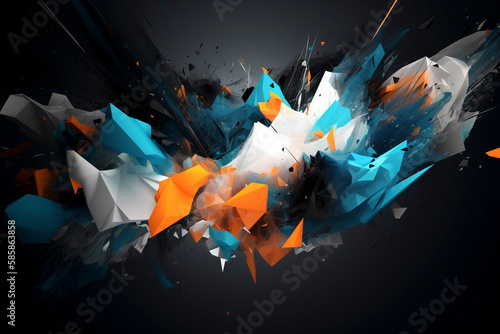 Abstract orange and blue splash background with space - Generative Ai photo