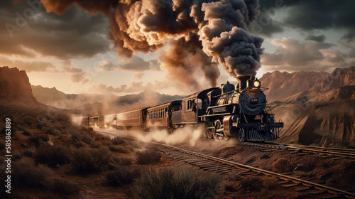 Wild West Express: Fast and Dangerous Train, Generative AI photo