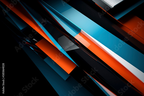 Abstract blue and orange background with lines - Generative Ai