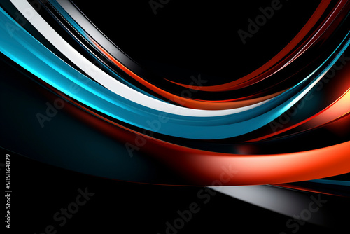 Abstract blue and orange background with lines - Generative Ai photo