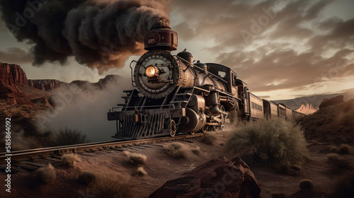 Fast Train of the Wild West, Generative AI photo