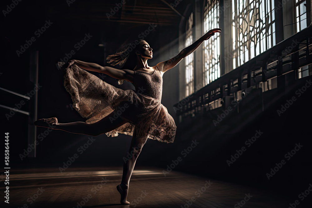 AI Generative Illustration of a classical ballet dancer moving her body ...