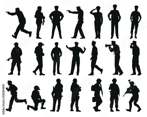 Set police silhouette vector illustration.