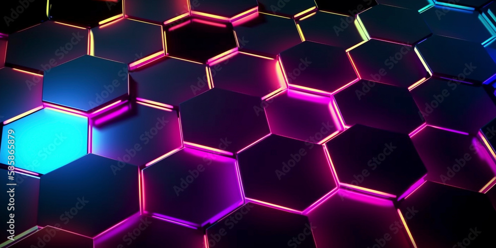 custom made wallpaper toronto digitalWallpaper pattern with hexagons - Generative Ai