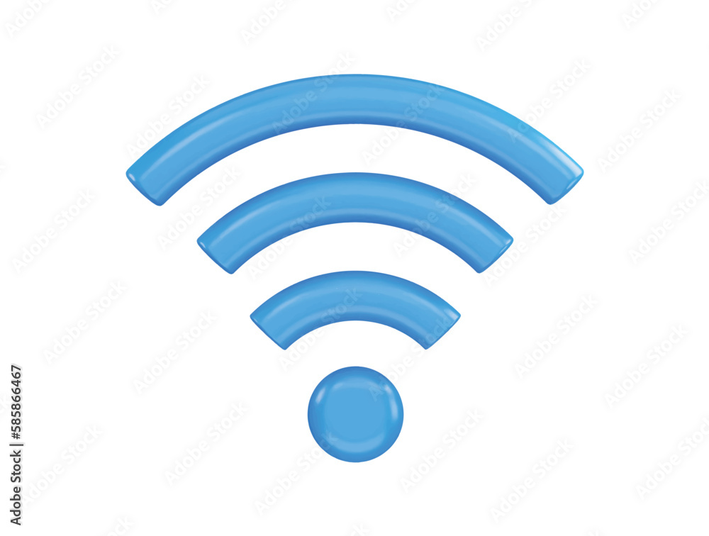 A blue wifi icon 3d rendering vector illustration A blue wifi icon 3d rendering vector illustration
