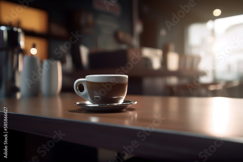 Coffee shop background, generative ai