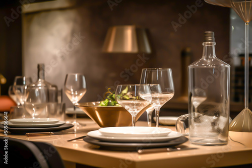 Gourmet restaurant background, generative ai © VicenSanh