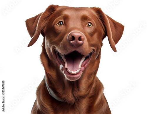 happy smiling dog on a transparent background For decorating projects about pets. generative AI