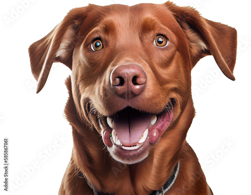 happy smiling dog on a transparent background For decorating projects about pets. generative AI