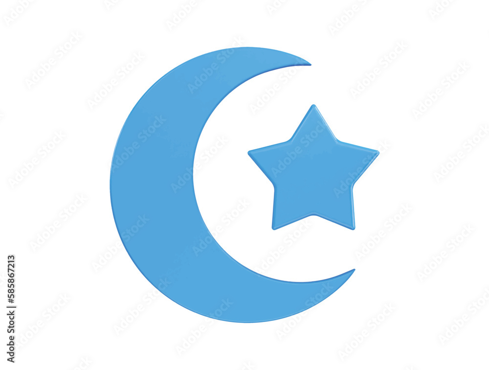 moon and star islamic icon 3d rendering vector illustration moon and star islamic icon 3d rendering vector illustration