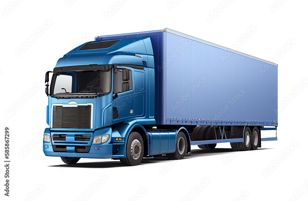 
blue cargo truck on a transparent background For decoration projects related to transportation. generative AI